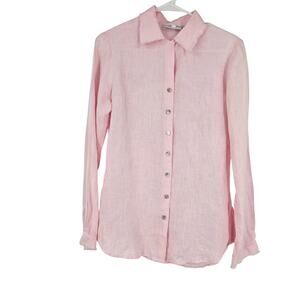 Anne Fontaine Lucie Shirt Pink Linen Button Down Long Sleeve Lightweight Size 38